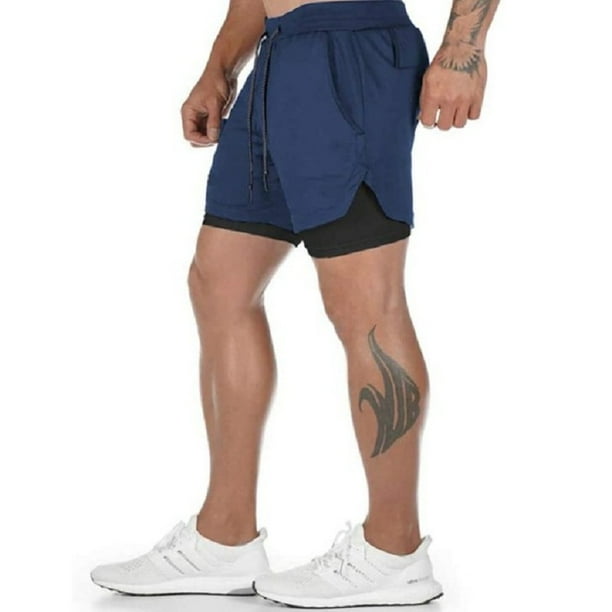 Dark Blue#pantalones cortos para correr 2 en 1 para hombre Shorts t Dark Blue#pantalones cortos para correr 2 en 1 para hombre Shorts t